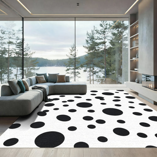 Black and White Polka Dot Scatter Rug