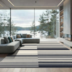 Cool Toned Stripe Blocks Rug