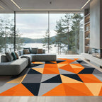 Bold Orange Geometric Triangle Arrangement Rug