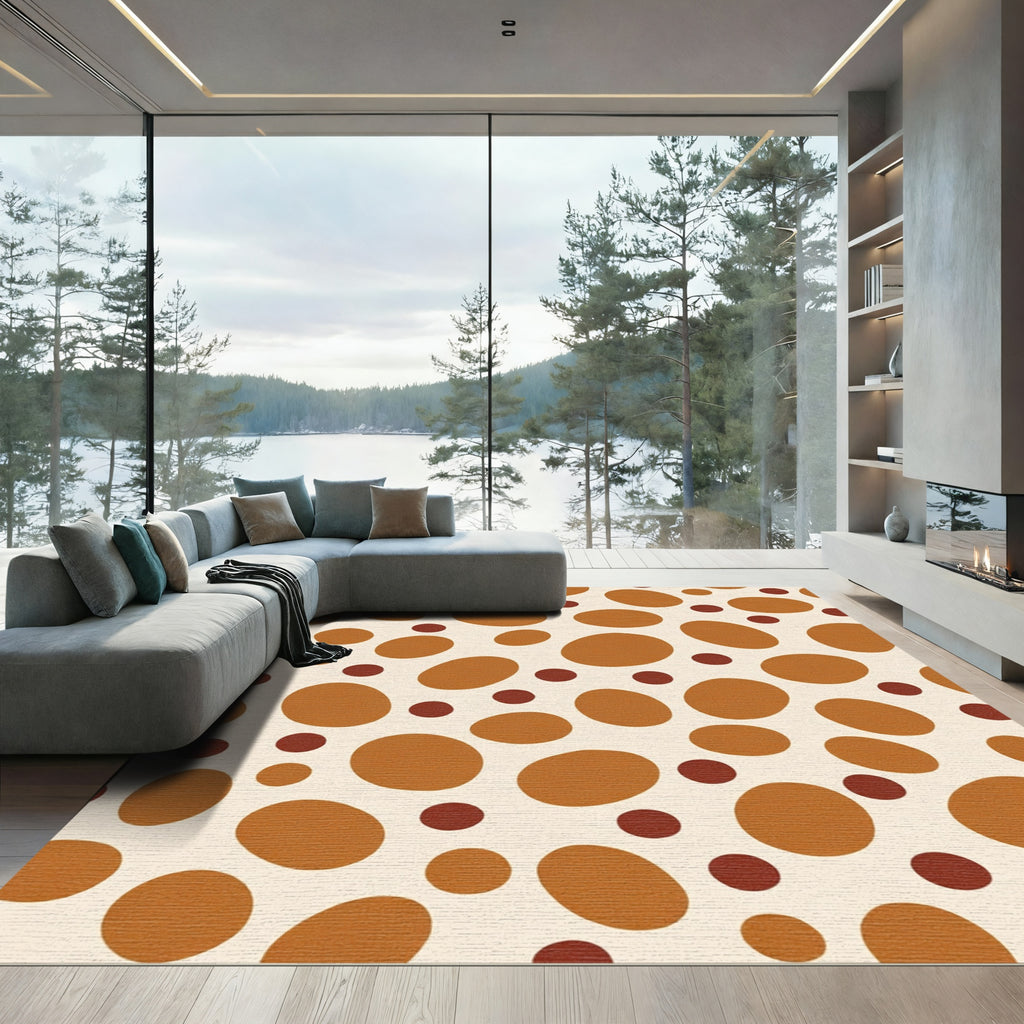 Earthy Brown Polka Dot Mix Rug