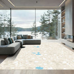 Pale beige blue conversational icons Rug