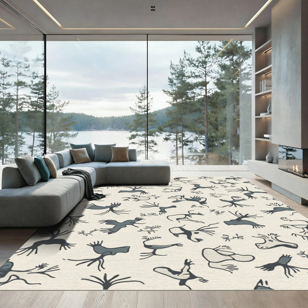 Paleolithic Creatures Repeating Graphic Rug