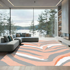 Coral Gray Abstract Animal Stripes Rug