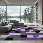 Geometric Purple Gray Abstract Shapes Rug