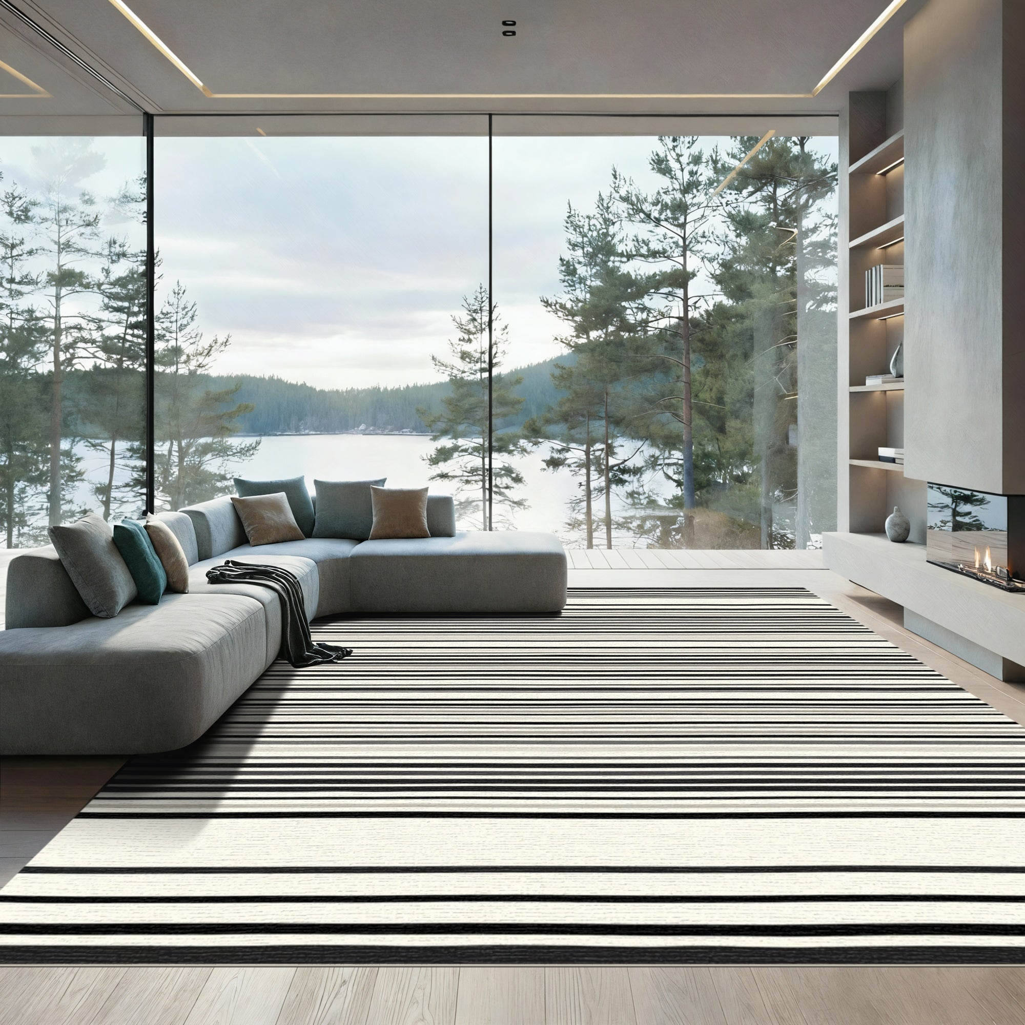 Bold Hand Drawn Stripe Accent Rug