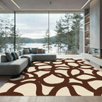 Brown Abstract Continuous Loop Rug