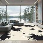 Black Splatter Abstract Organic Rug