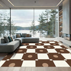 Brown Cream Dot Checkerboard Rug