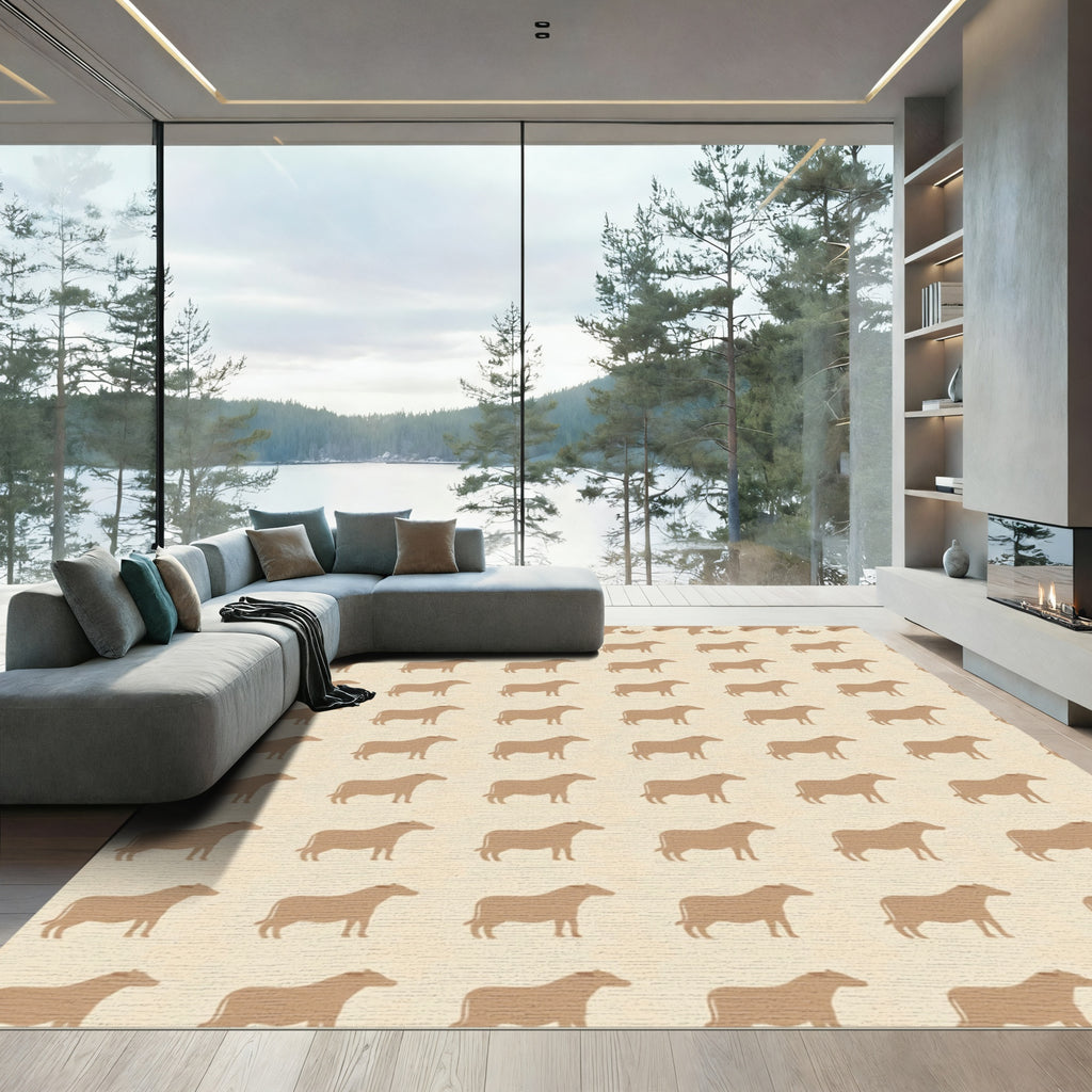 Tannish Horse Cavalcade Pattern Rug