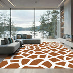 Brown White Abstract Organic Network Rug