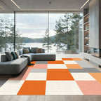 Modern Geometric Blocks Orange Cream Gray Rug