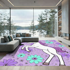 Whimsical Purple Unicorn Floral Meadow Rug