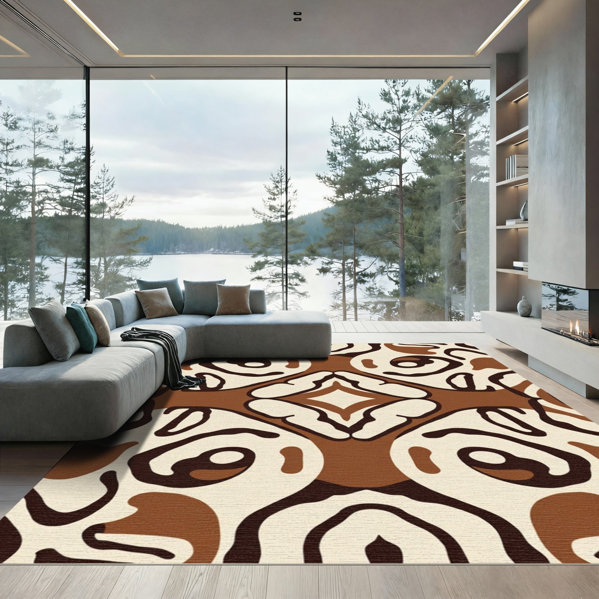 Earthy Organic Flowing Forms Rug