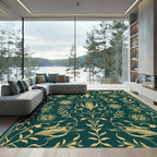Emerald Gold Botanical Floral Arabesque Rug