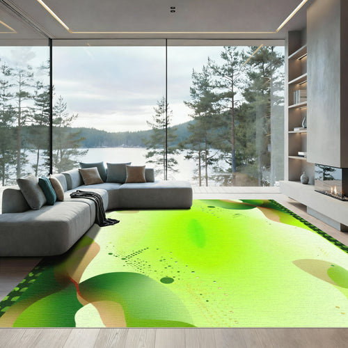 Abstract Organic Forms Green Gradient Rug