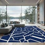 Deep Blue Constellation Geometric Abstraction Rug