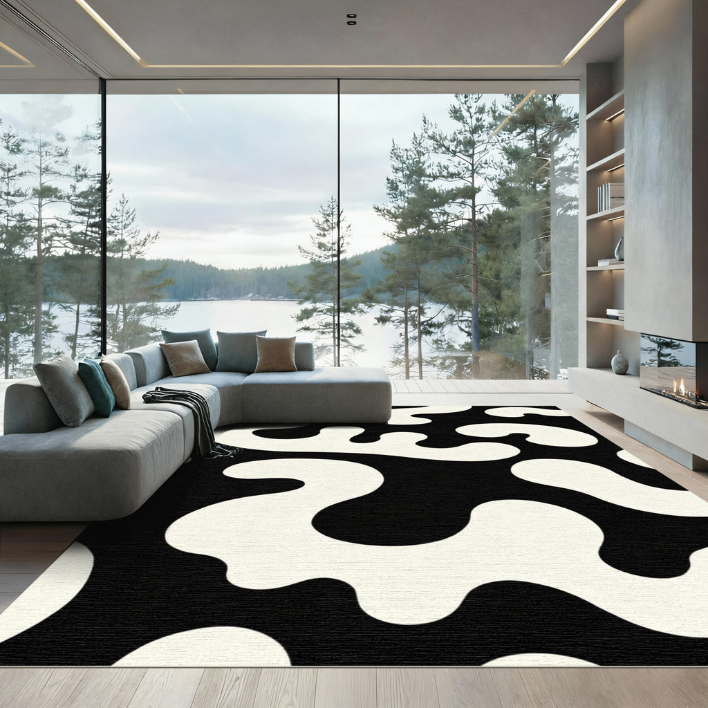 Black and White Organic Blob Rug