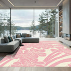 Pink Floral Stripe Deco Rug