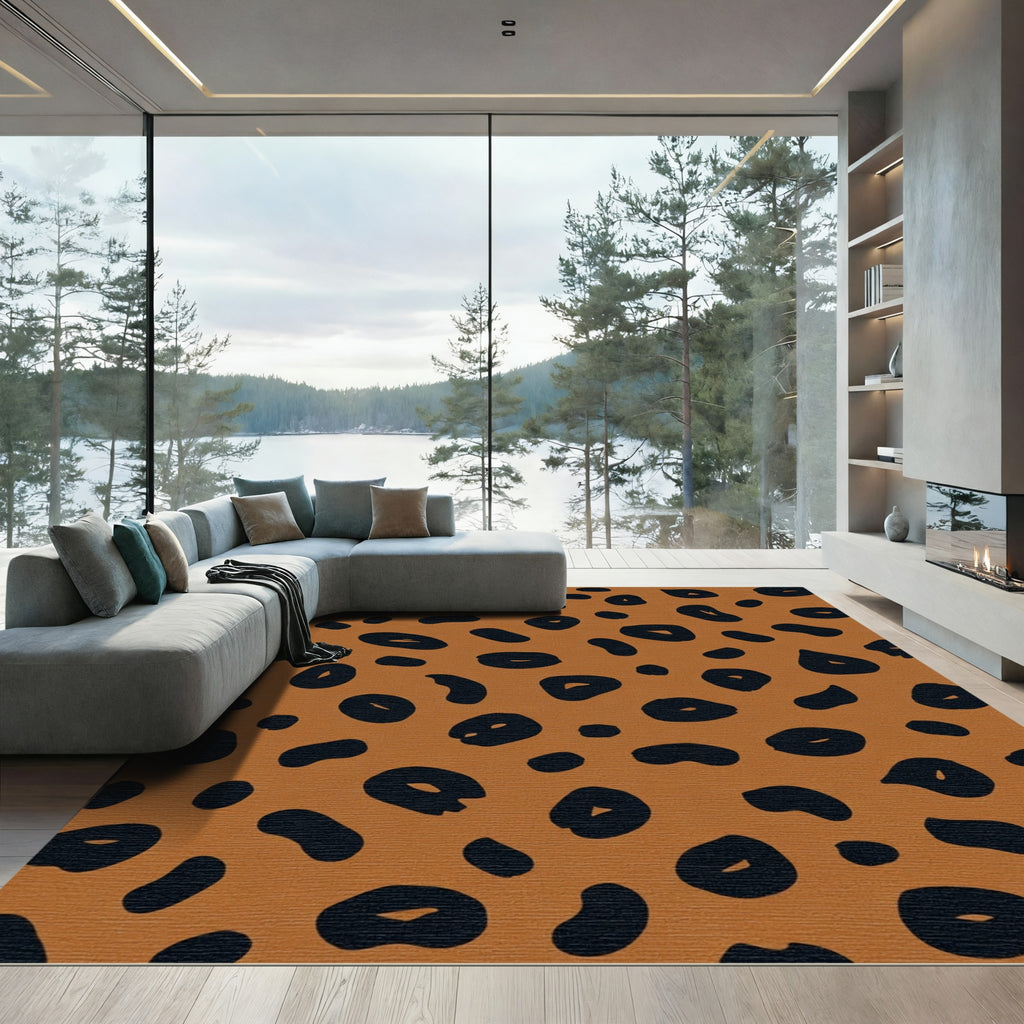 Brown Black Animal Spots Rug