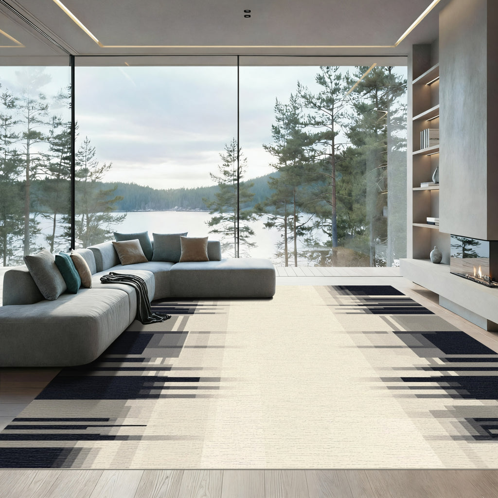 Monochromatic Abstract Pixel Stripe Rug