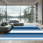 Modern Blue Gradient Striped Rug
