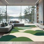 Abstract Green Wave Landscape Rug