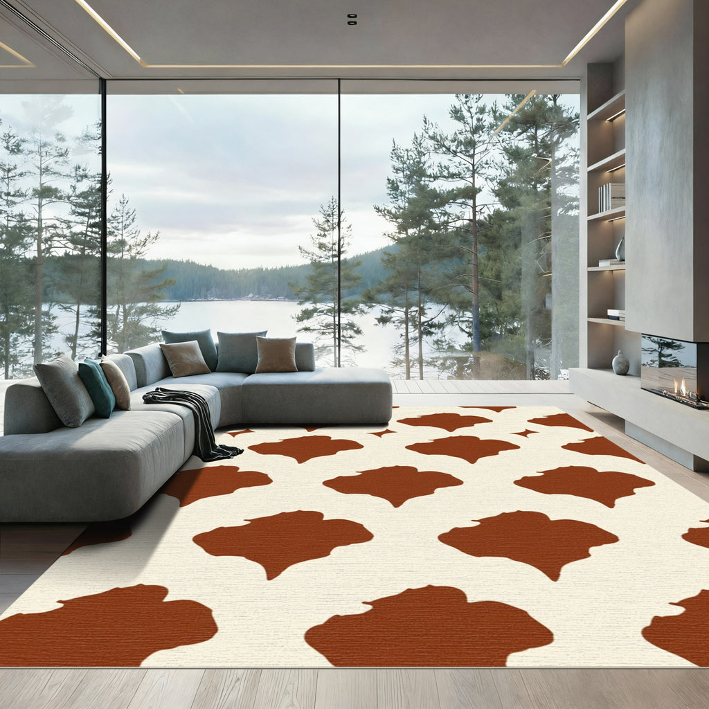Brown Cream Abstract Splatter Rug