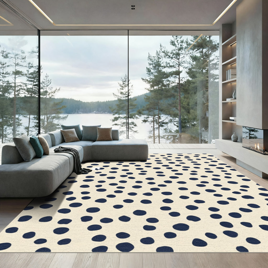 Dark Blue Spotty Abstract Rug