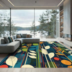 Abstract Botanical Vertical Stripe Rug