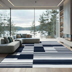 Abstract Horizontal Stripe Block Collage Rug