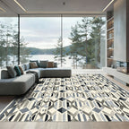 Geometric Diamond Inlay Slate Rug
