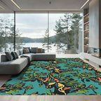 Bold Emerald Abstract Tropical Foliage Rug