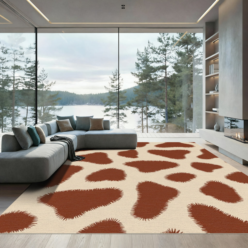 Brown Tan Animal Spots Rug