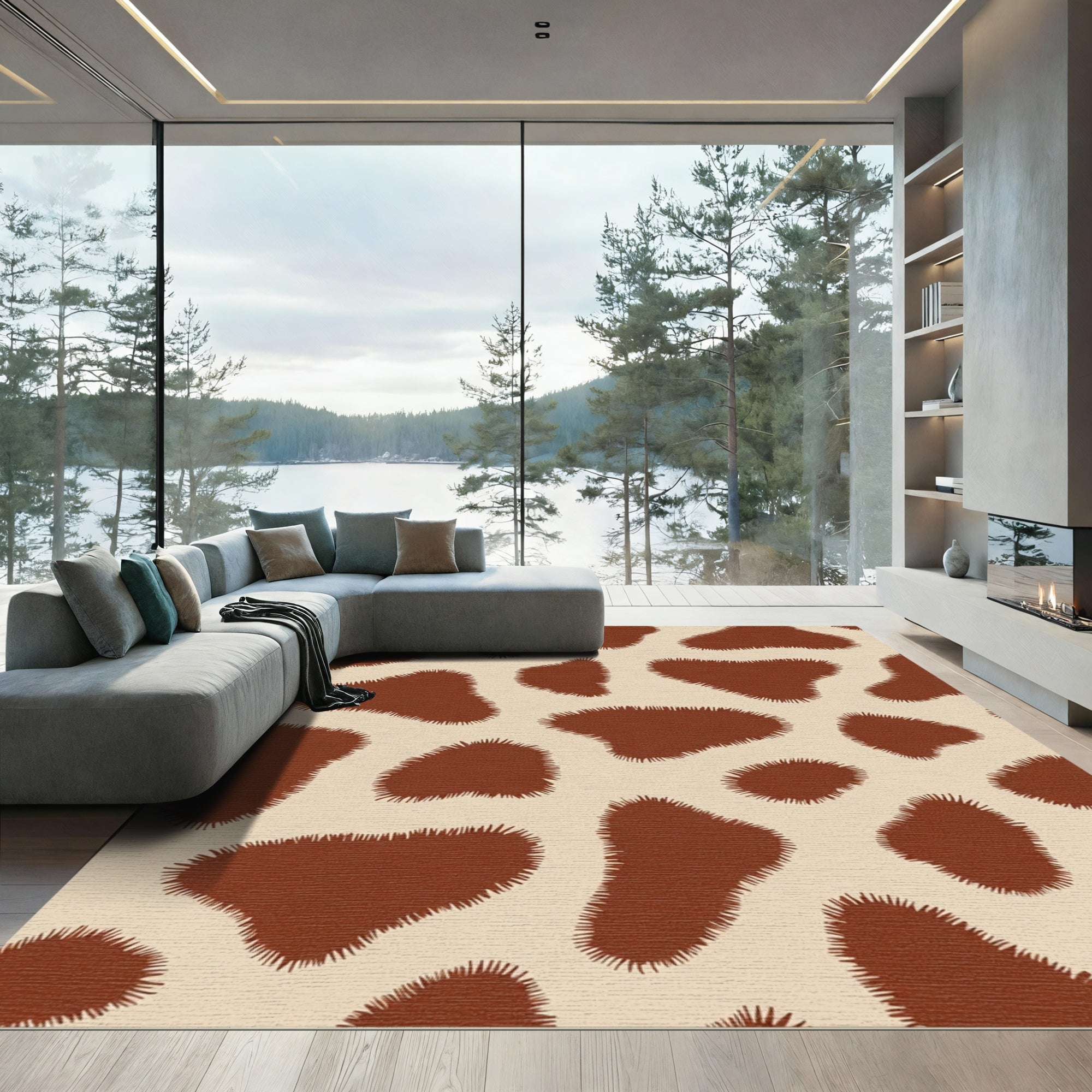 Brown Tan Animal Spots Rug