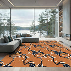 Burnt Orange Floral Vine Curvilinear Rug
