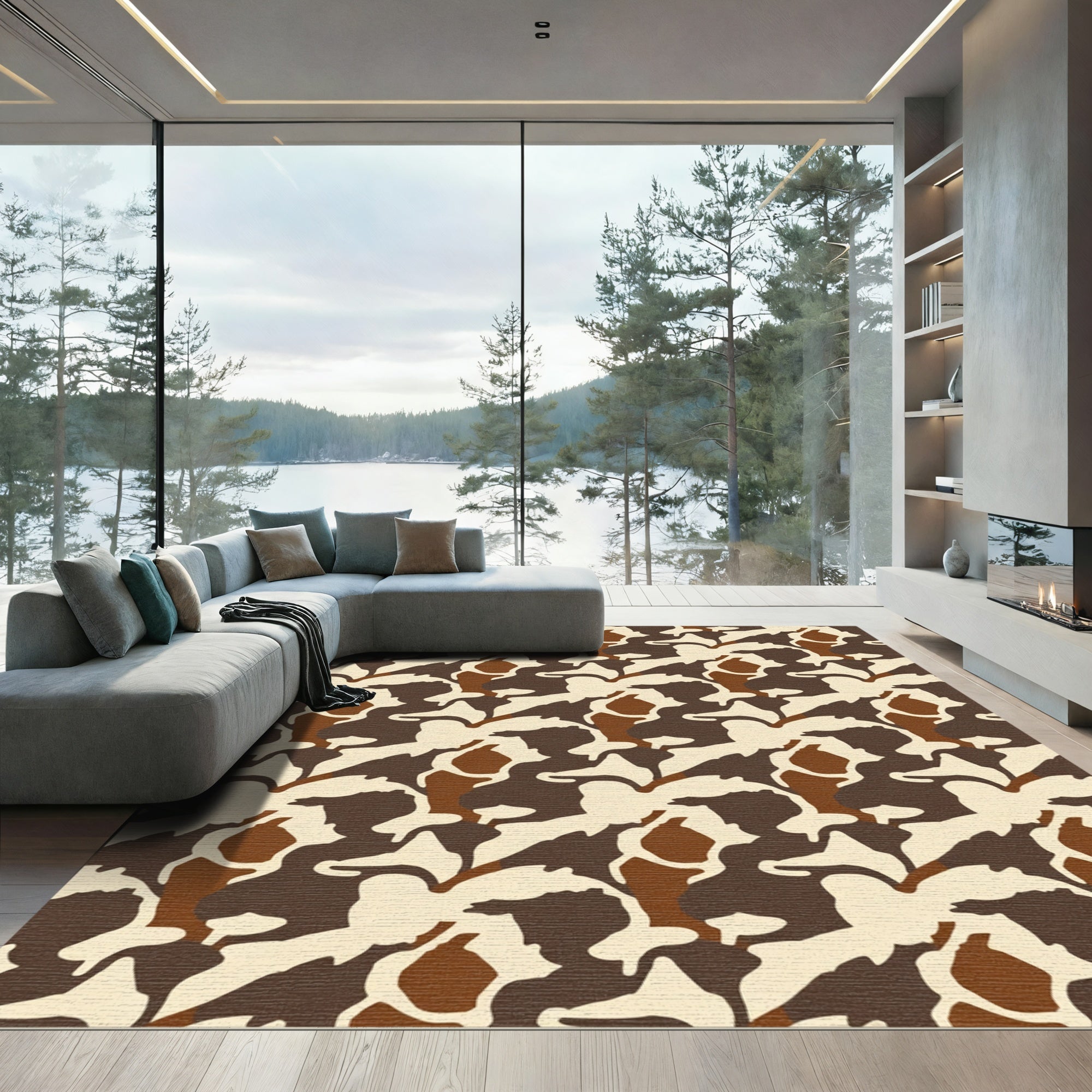 Woodland Camouflage Abstract Organic Pattern Rug
