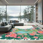 Whimsical Unicorn Meadow Floral Border Rug