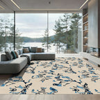Abstract Blue and Beige Brushstroke Forms Rug