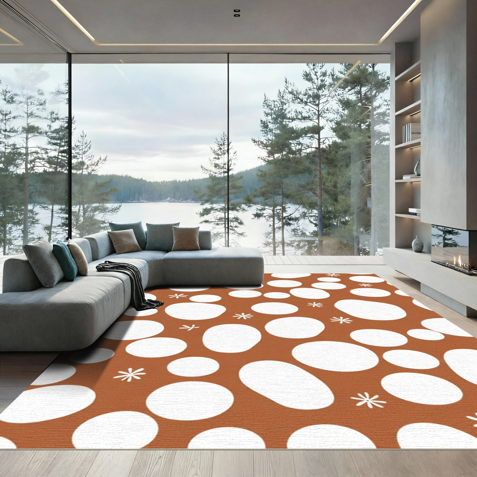 Terra Cotta White Dot Sprinkle Rug