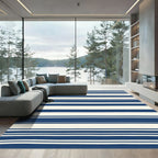 Navy Cream Stripe Rug