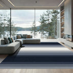 Modern Navy Gray Gradient Stripes Rug