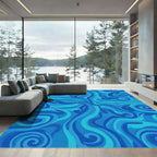 Deep Blue Swirling Water Rug
