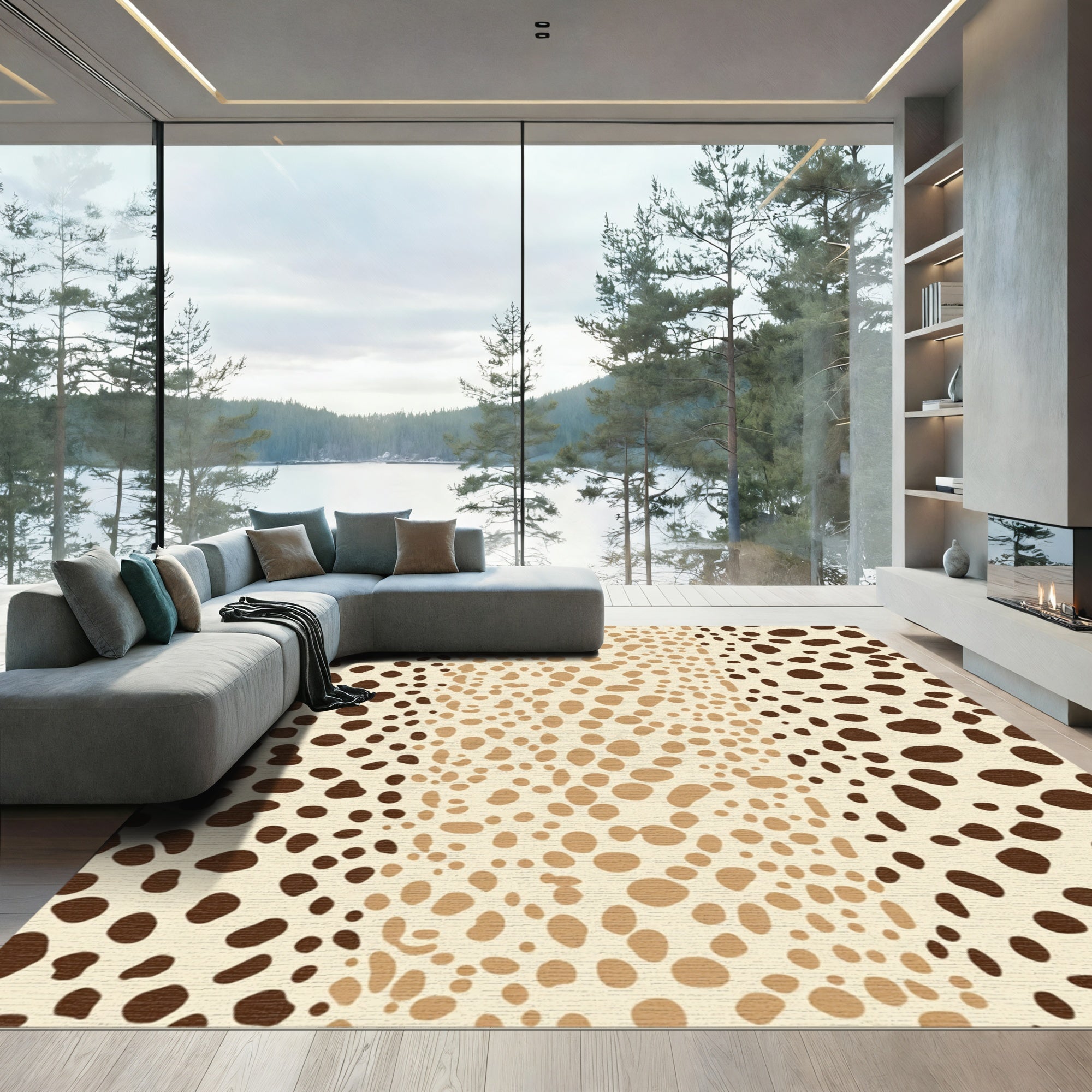 Brown Tan Spotted Gradient Rug