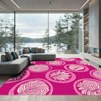 Pink Circles Abstract Botanical Ripples Rug