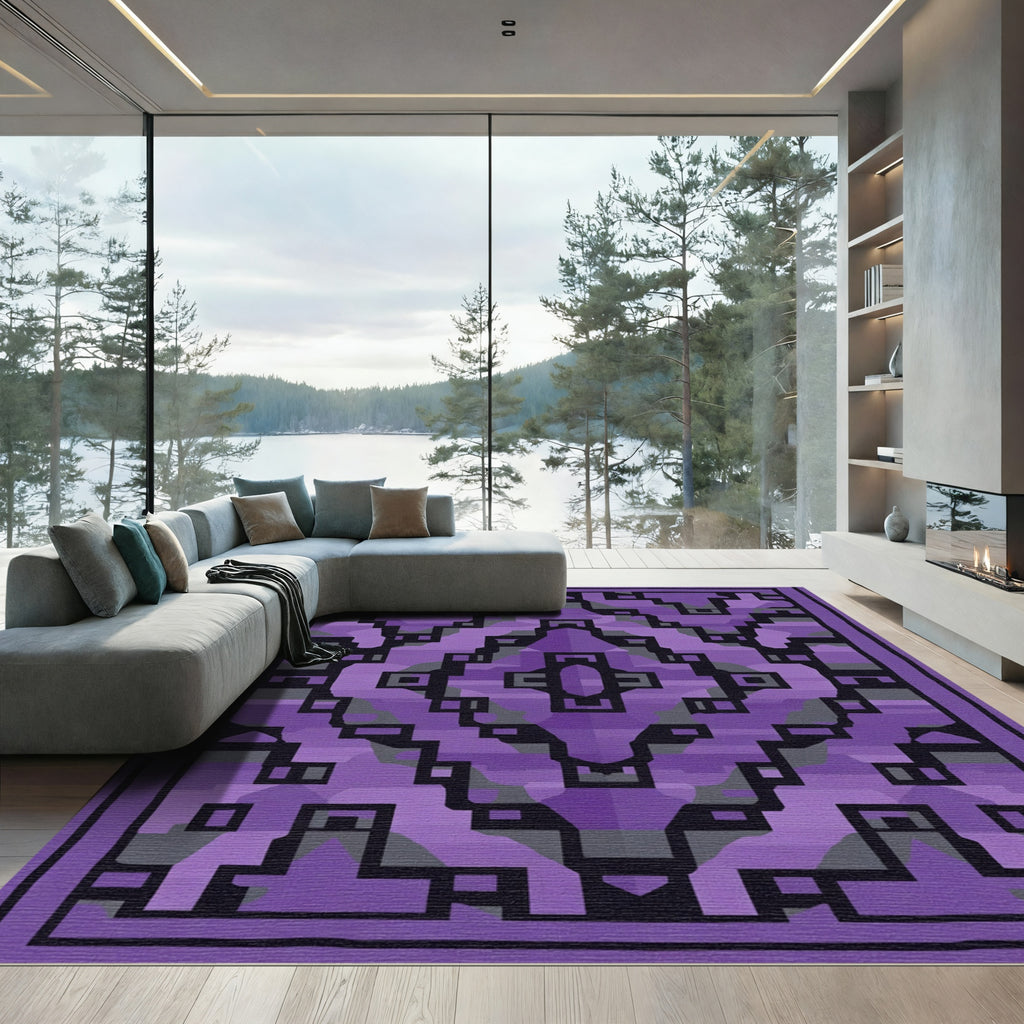 Amethyst Geometric Diamond Cluster Rug
