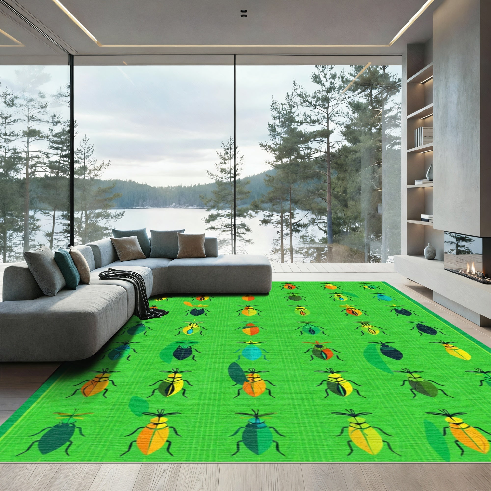 Whimsical Colorful Beetle Collection Rug