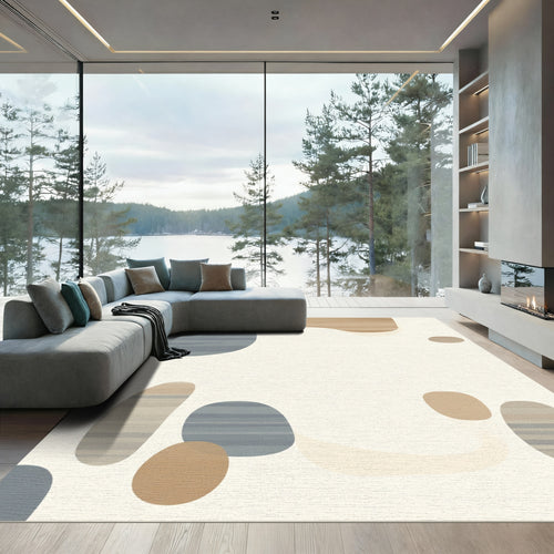 Abstract Warm Earthy Tone Pebble Rug
