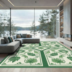 Green Floral Botanical Vine Medallion Rug