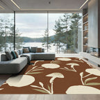 Earthy Mushroom Leafy Branch Composition Rug