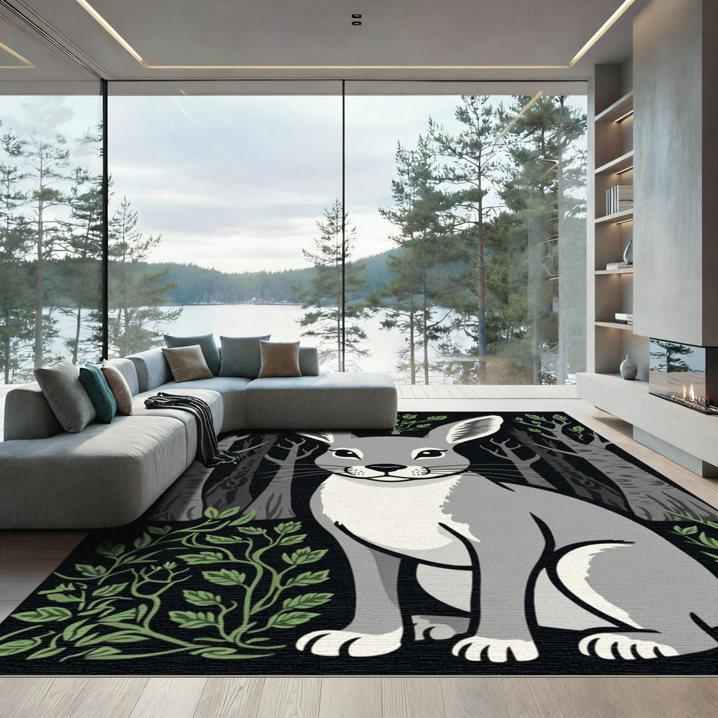 Gray Hare Woodland Grove Composition Rug